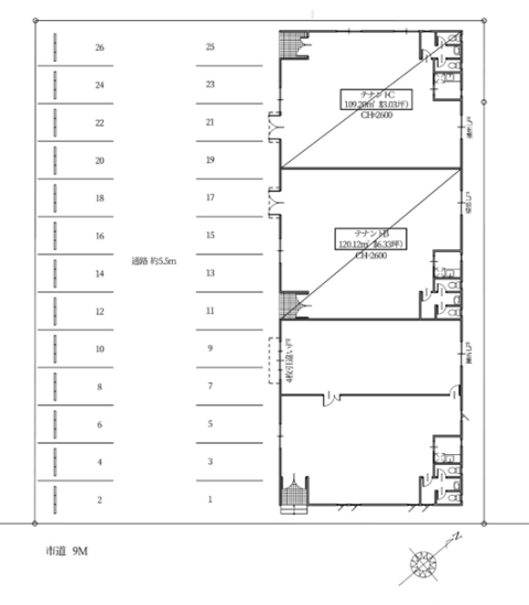 仙台市　高砂1丁目貸事務所　平面図　テナント募集